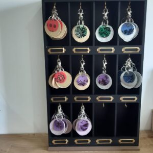 Porte clef en soie et simili cuire doré